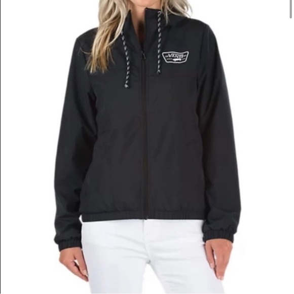 Vans Jackets & Blazers - Vans Women’s Kastle Black Full Zip Down Windbreaker Jacket Hoodie Size Medium.
